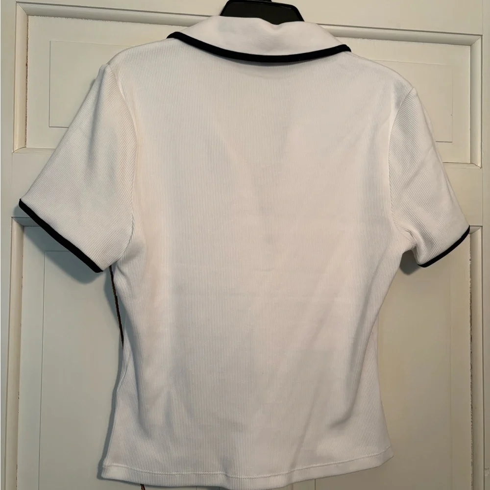 NWOT Veronica Beard Kearney Open Collar Polo Shirt - Picture 13 of 13